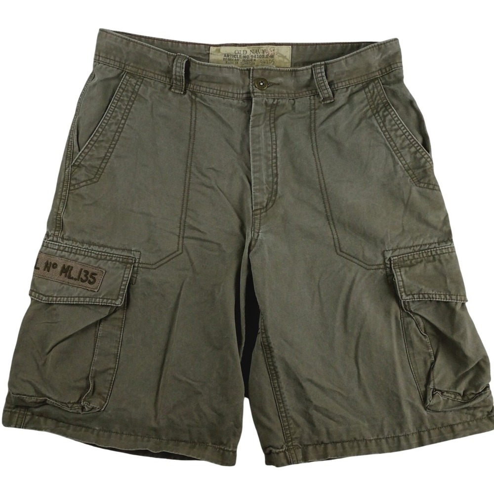 Old Navy Vintage Cargo Shorts Mens 34 Olive Green‎ Military Utility Thick 94105